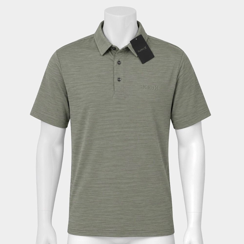 Mens Hurley Slub SS Polo Shirt - NWT  Size Small Iguana Heather - #47545-H8